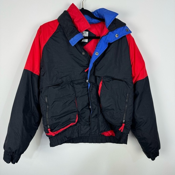 Vintage Windbreaker Ski 90s Retro Snowboard Jacket Red Blue Colorful Winter - Picture 1 of 6
